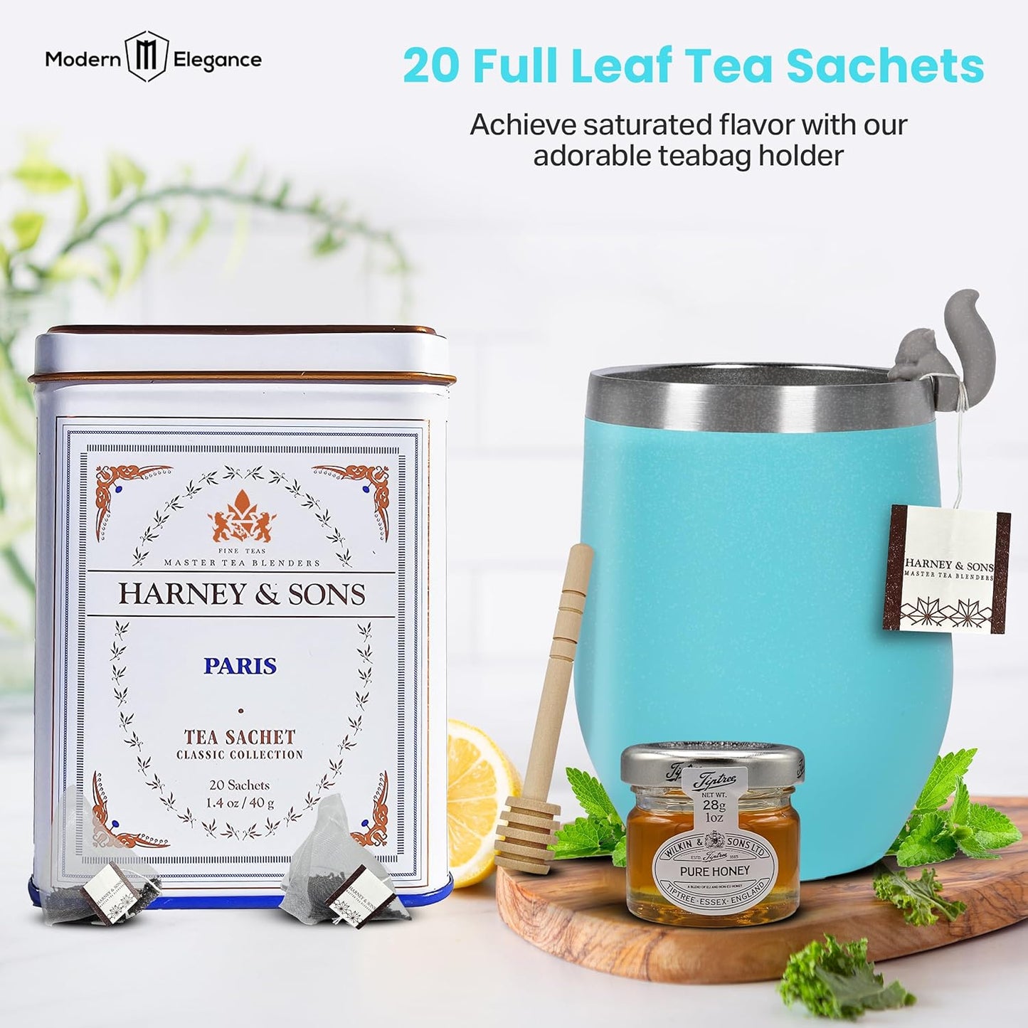 Harney & Sons Paris Tea Gift Set - Teal Tumbler - Cloud Socks