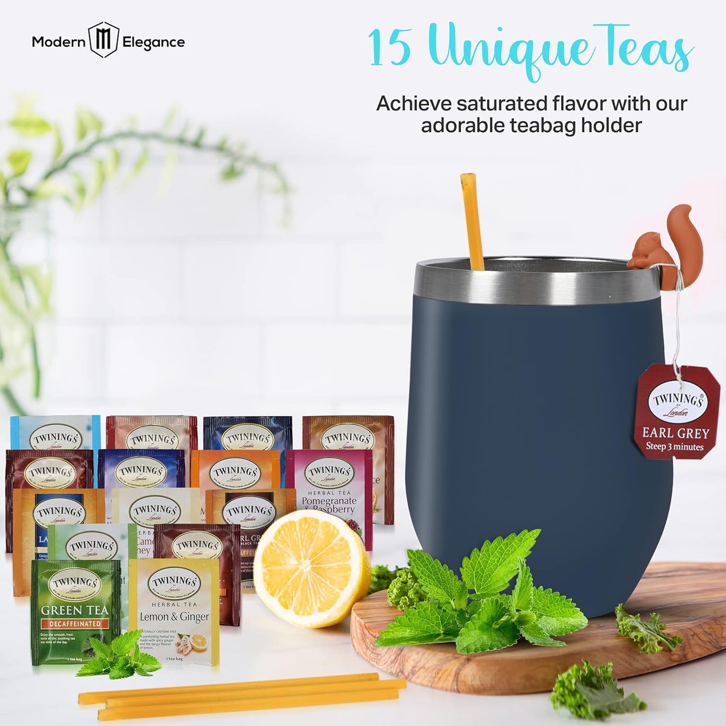 Kettle Tea Gift Set - Blue Tumbler - Decaffeinated Twining Tea
