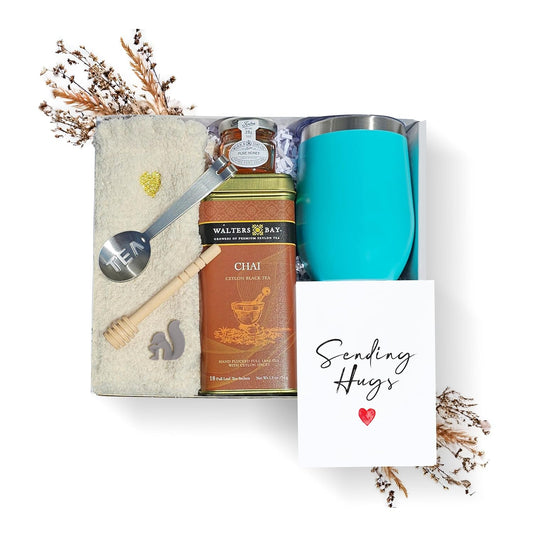 Walters Bay Chai Tea Gift Set - Teal Tumbler - Heart Socks