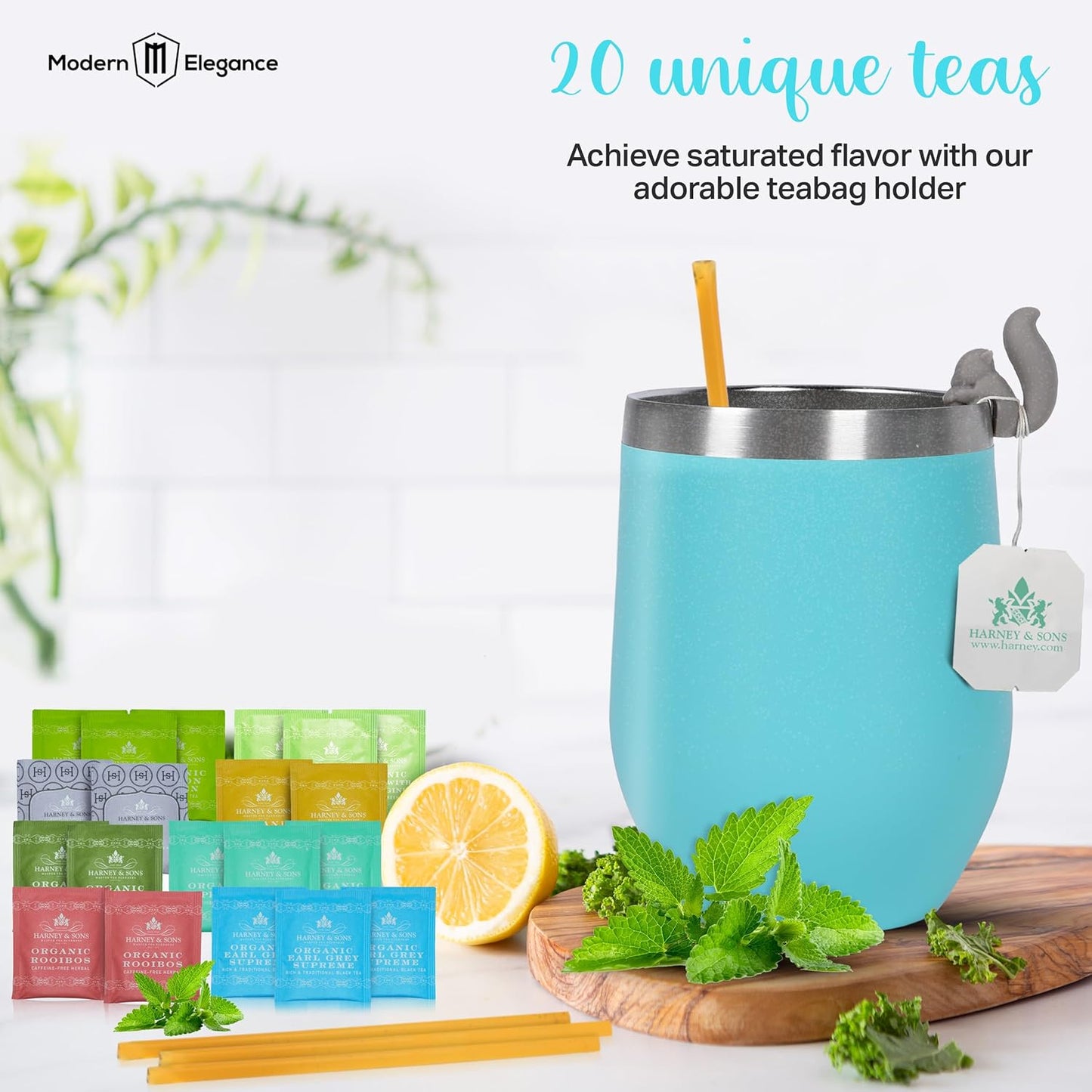 Kettle Tea Gift Set - Teal Tumbler, Organic Harney & Sons Tea