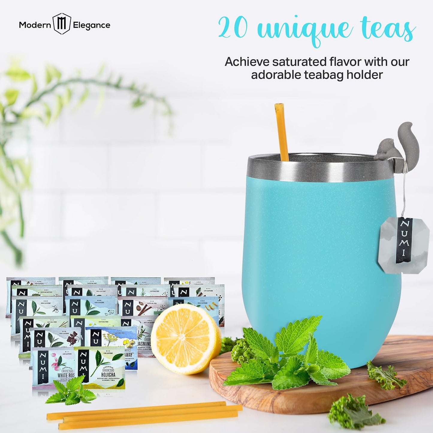 Kettle Tea Gift Set - Teal Tumbler, Organic Numi Tea