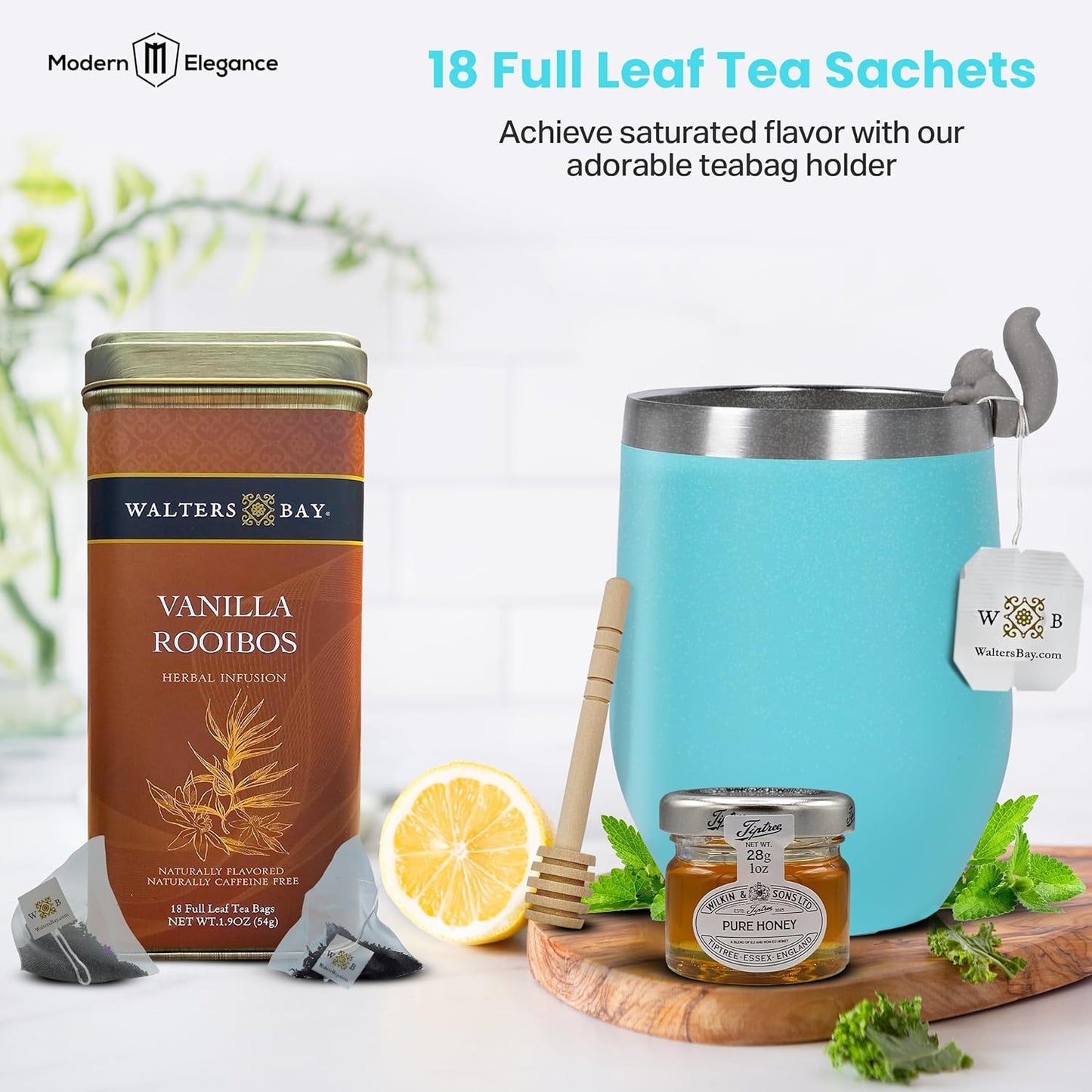 Walters Bay Vanilla Tea Gift Set - Teal Tumbler - Heart Socks