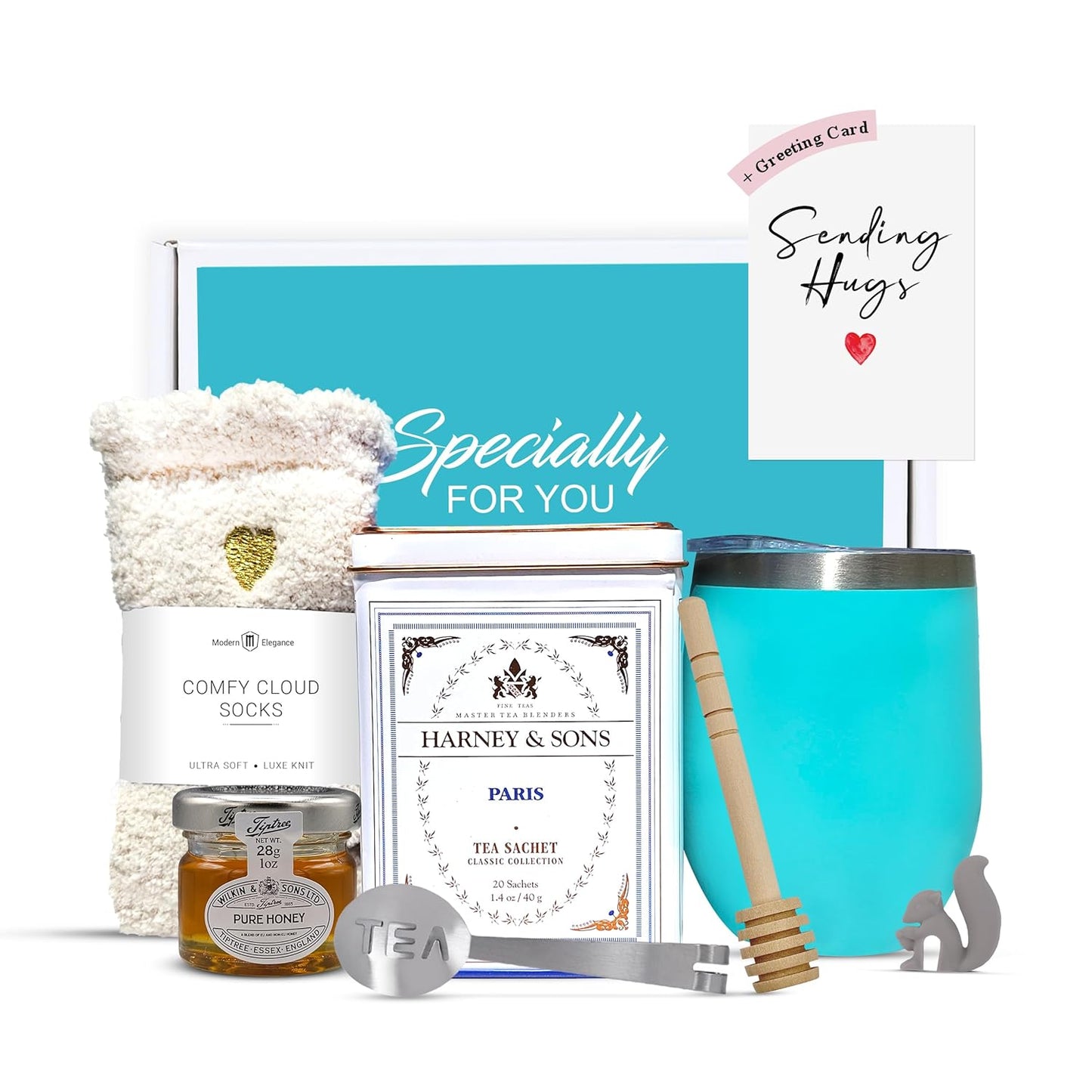 Harney & Sons Paris Tea Gift Set - Teal Tumbler - Heart Socks