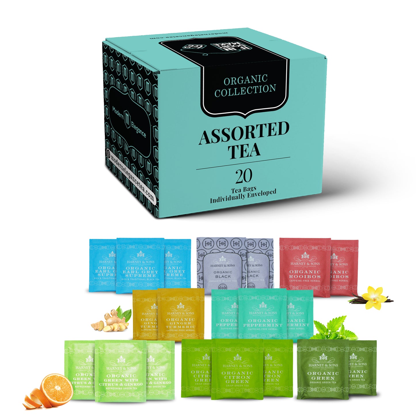 20 Assorted Organic Harney & Sons Tea Bags