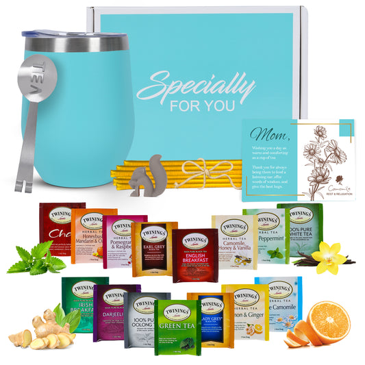 Tea Gift Set - Teal Tumbler - Mom Card