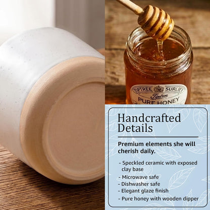 Tea Gift Set with Ceramic Mug, Candle & Honey